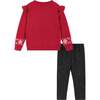 Kids Red Fair Isle Sweater& Glitter Legging Set, Festive Dogs - Mixed Apparel Set - 5