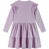 Kids Purple Jersey Dress, Black Cat - Dresses - 5