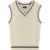 Kids Oversized Cable Knit Sweater Vest, Cream - Mixed Apparel Set - 1 - thumbnail