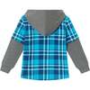 Kids Plaid Flannel Terry Twofer Hoodie, Teal - Jackets - 5