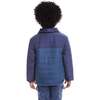 Kids Reversible Flannel Puffer Jacket, Navy & White - Jackets - 5