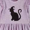 Kids Purple Jersey Dress, Black Cat - Dresses - 6