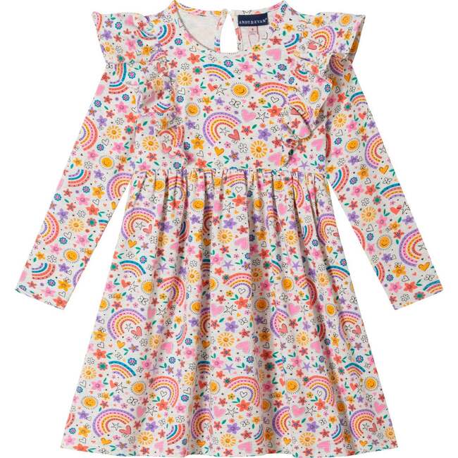 Kids Oatmeal Heather Printed Jersey Dress, Floral Hearts