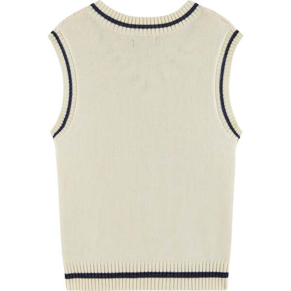 Kids Oversized Cable Knit Sweater Vest, Cream Andy Evan Mixed