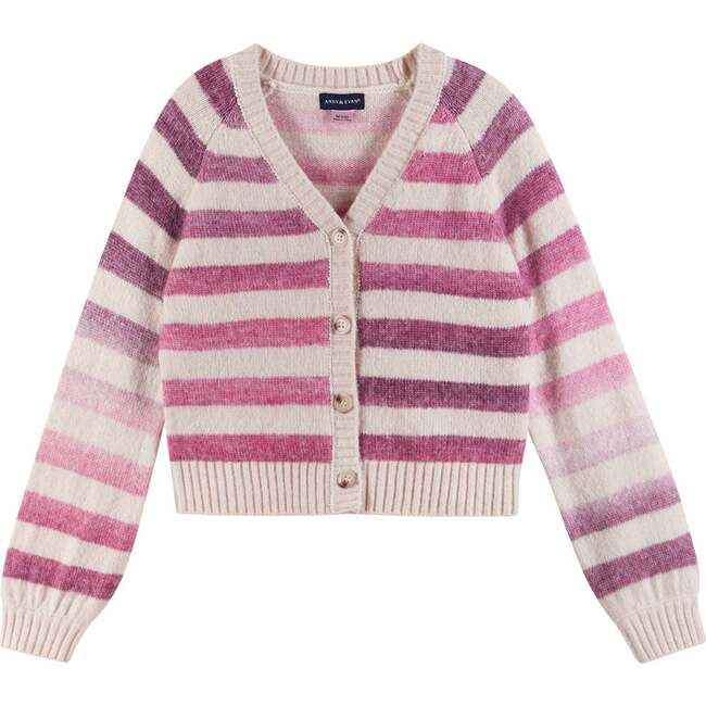 Kids Oatmeal/Purple Ombre Stripe Cardigan