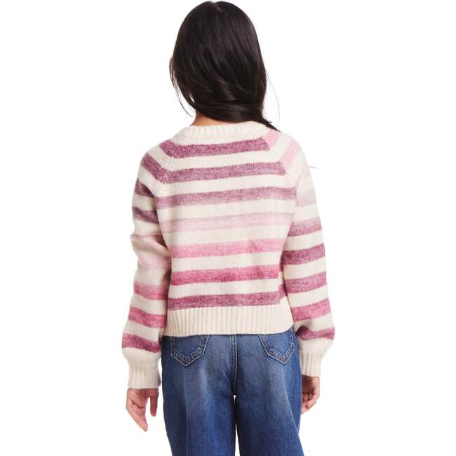 Kids Oatmeal/Purple Ombre Stripe Cardigan - Cardigans - 3