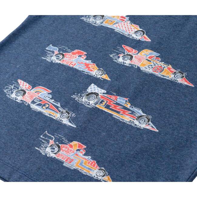Kids Navy/Red Crewneck Tee, Racecars - T-Shirts - 6
