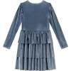 Kids Lurex Tiered Dress, Periwinkle Velvet - Dresses - 5