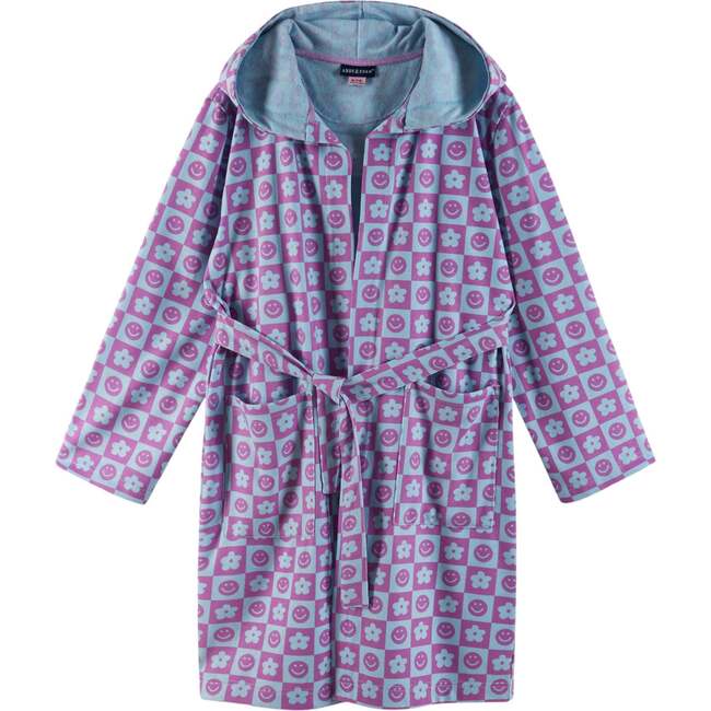 Kids Lounging Robe, Checkered Flower & Smiles