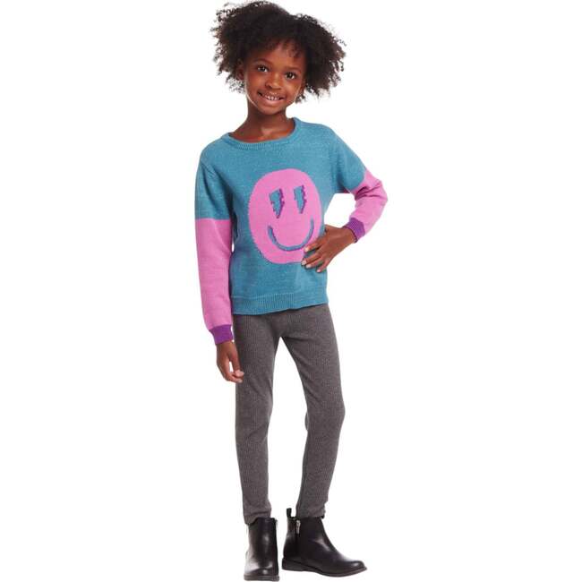 Kids Lurex Sweater & Legging Set, Ombre Smiley Graphic - Mixed Apparel Set - 3