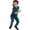 Kids Navy & Green Color Blocked Terry Hoodie & Pant Set - Mixed Apparel Set - 7