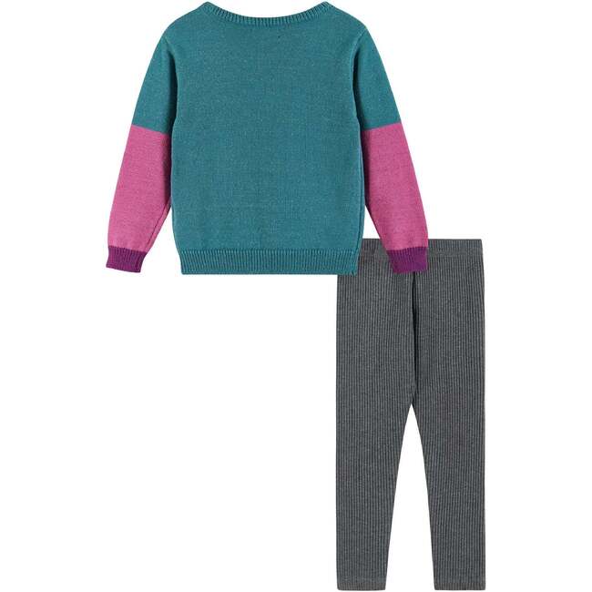 Kids Lurex Sweater & Legging Set, Ombre Smiley Graphic - Mixed Apparel Set - 5