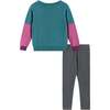 Kids Lurex Sweater & Legging Set, Ombre Smiley Graphic - Mixed Apparel Set - 5