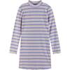 Kids Knit Striped Mock Neck Dress, Mauve Purple - Dresses - 1 - thumbnail