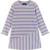 Kids Knit Asymmetrical Stripes Dress, Mauve Purple - Dresses - 1 - thumbnail