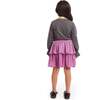 Kids Long Sleeve Bows Graphic Top & Glitter Skirt Set, Grey - Mixed Apparel Set - 4