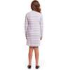 Kids Knit Striped Mock Neck Dress, Mauve Purple - Dresses - 4