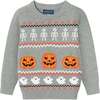 Kids Intarsia Halloween Sweater, Grey - Sweaters - 1 - thumbnail