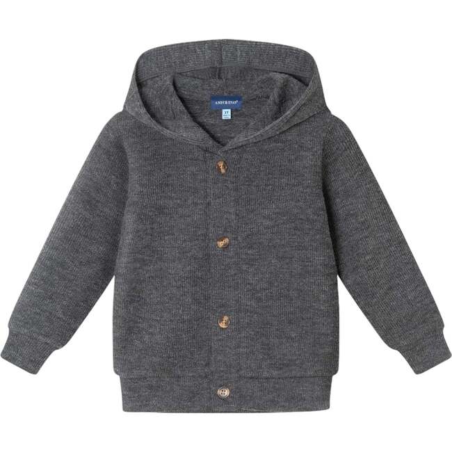 Kids Hooded Cardigan & Cord Set, Dark Grey - Sweaters - 4