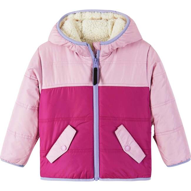 Kids Girls Colorblock Sherpa Jacket, Pink