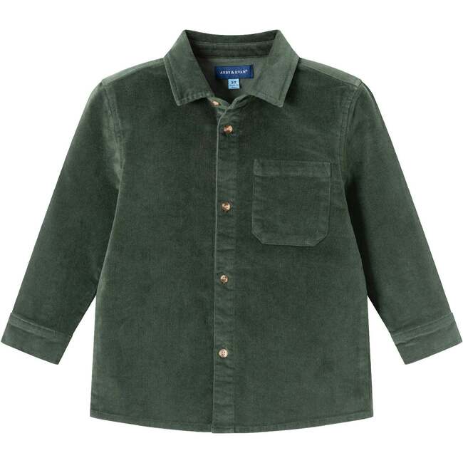 Kids Garment Washed Cord Buttondown, Green