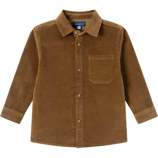 Kids Garment Washed Cord Buttondown, Brown