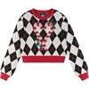 Kids White Argyle Sweater, Candy Canes - Sweaters - 1 - thumbnail