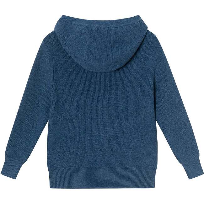 Kids Garment Washed Patches Hooded Sweater, Blue - Sweaters - 4