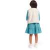 Kids Teal Jersey Dress & Faux Fur Vest Set, Rainbow Graphic - Mixed Apparel Set - 3