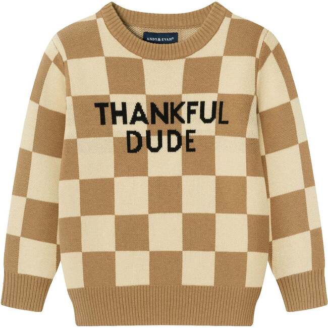 Kids Thankful Dude Sweater, Checkered