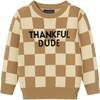 Kids Thankful Dude Sweater, Checkered - Sweaters - 1 - thumbnail