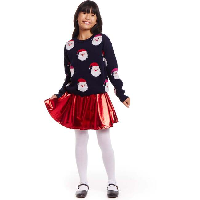 Kids Santa Sweater, Navy - Sweaters - 3