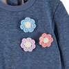 Kids Terry Crewneck & Dress Set, Navy Heather Flowers - Mixed Apparel Set - 7