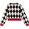 Kids White Argyle Sweater, Candy Canes - Sweaters - 5