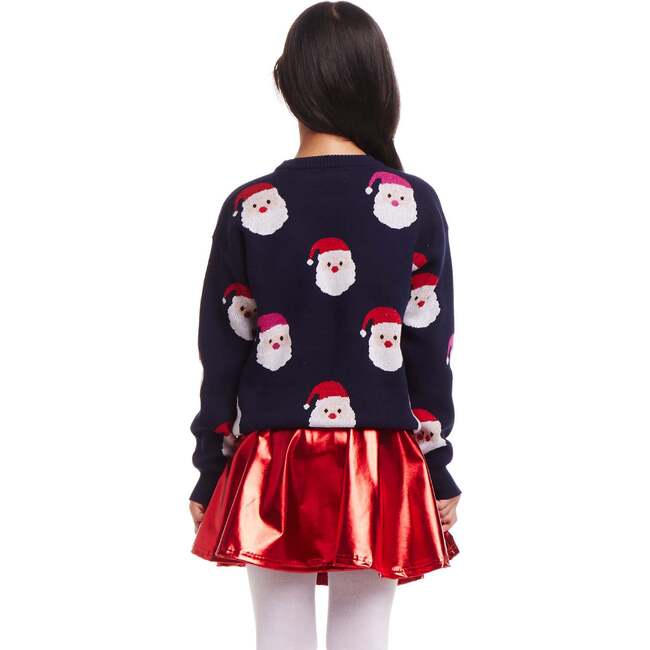 Kids Santa Sweater, Navy - Sweaters - 4