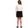 Kids Rib Knit Long Sleeve Top & Corduroy Skirt Set, Cream & Sleek Black - Mixed Apparel Set - 3