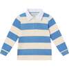 Kids Rugby Shirt & Pique Pant Set, Blue Cream Striped - Mixed Apparel Set - 3 - thumbnail