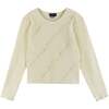 Kids Rib Knit Long Sleeve Top & Corduroy Skirt Set, Cream & Sleek Black - Mixed Apparel Set - 5