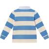 Kids Rugby Shirt & Pique Pant Set, Blue Cream Striped - Mixed Apparel Set - 4 - thumbnail
