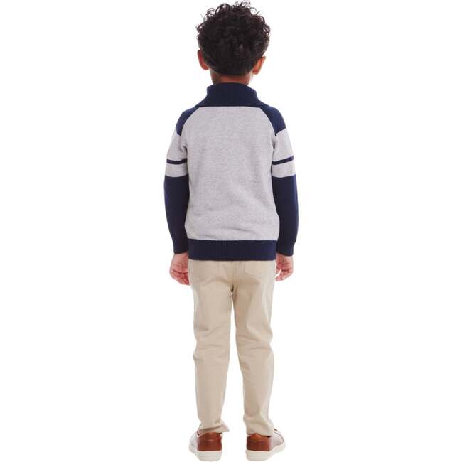 Kids Shawl Cardigan & Pant Set, Navy Heather Grey - Mixed Apparel Set - 4