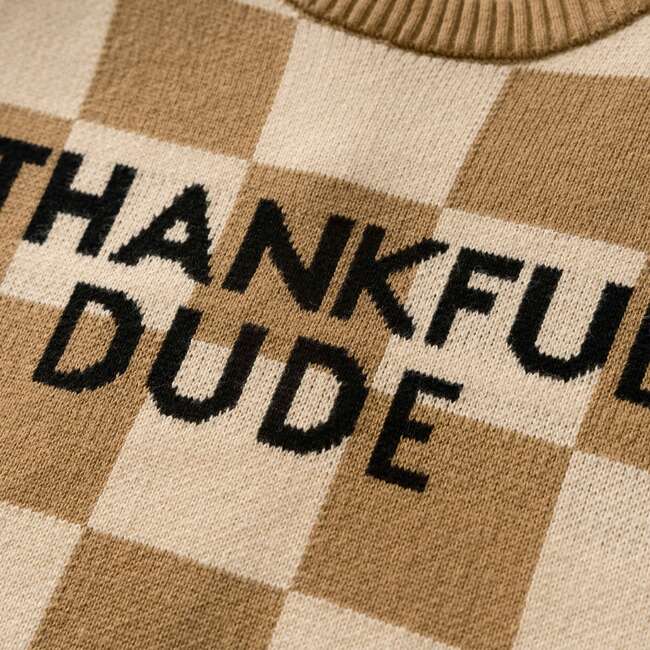 Kids Thankful Dude Sweater, Checkered - Sweaters - 6