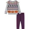 Kids Fair Isle Tunic Sweater & Legging Set, Halloween Vibes - Mixed Apparel Set - 1 - thumbnail