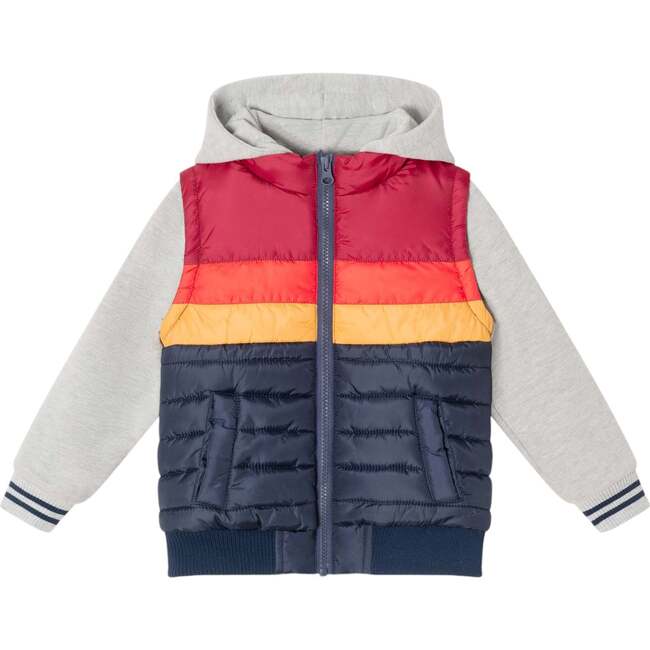 Kids French Terry Hooded Puffer Vest & Sweatshirt Combo, Heather Grey