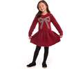 Kids Eyelash Sweater Dress, Red Bow - Dresses - 3