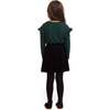 Kids Dark Green Rib Knit Tee & Skirt Set, Gold Holiday Details - Mixed Apparel Set - 3