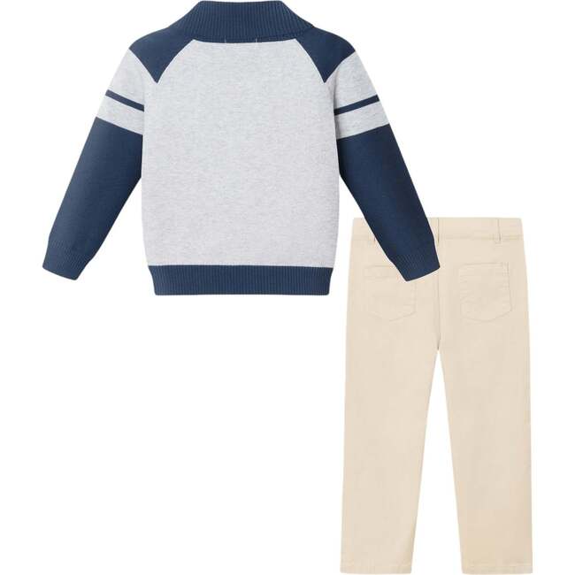 Kids Shawl Cardigan & Pant Set, Navy Heather Grey - Mixed Apparel Set - 6