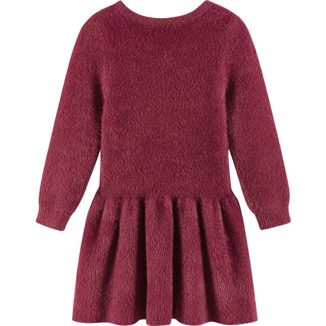 Kids Eyelash Sweater Dress, Red Bow - Dresses - 5