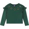 Kids Dark Green Rib Knit Tee & Skirt Set, Gold Holiday Details - Mixed Apparel Set - 5