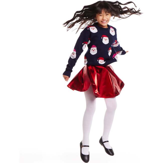 Kids Santa Sweater, Navy - Sweaters - 7