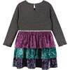 Kids Crushed Velvet Tiered Dress, Multicolor - Dresses - 6